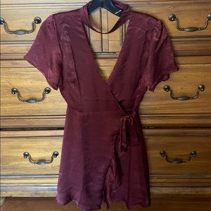 Lush burgundy silk wrap dress - size small